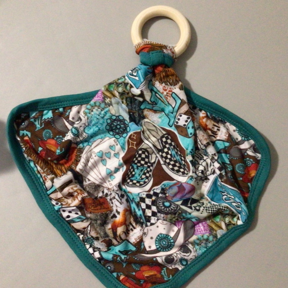 Colorful Patterned Baby Teething Blanket
